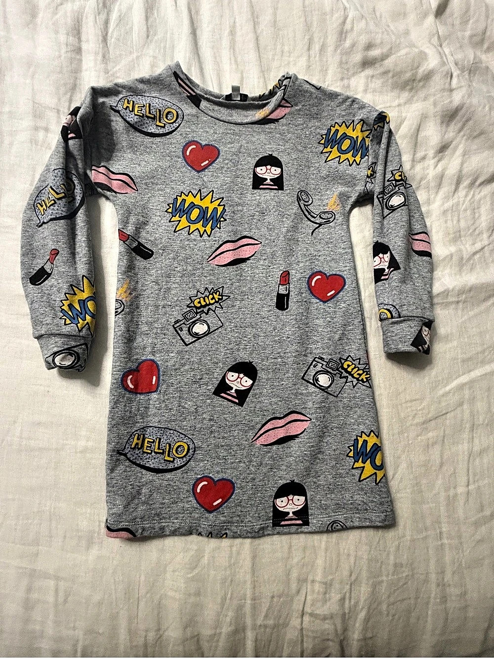 Little Marc Jacobs Girls Long Sleeve Graphic Dress Size 5 Like New